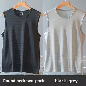 Мужской летний сетчатый жилет Ice Silk - свободный, быстросохнущий, без рукавов, модный, с широкими плечами, большой размер L светло-серый