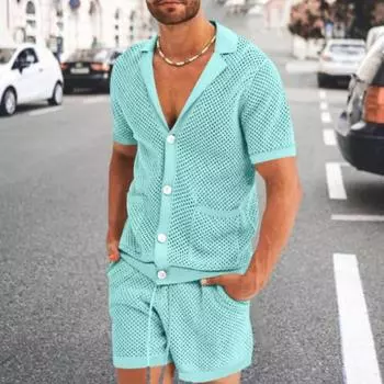 Мужской летний спортивный костюм с коротким рукавом + шорты, комплект из 2 предметов 3XL белый