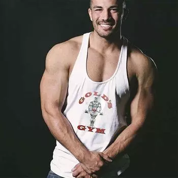 Мужской летний спортивный тренировочный быстросохнущий фитнес-модный жилет для бодибилдинга с тонким ремешком L чёрный