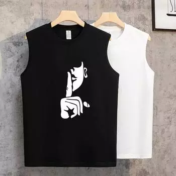 Мужской летний спортивный жилет 2024 года: Стильный дышащий хлопковый баскетбольный жилет без рукавов. 3XL белый