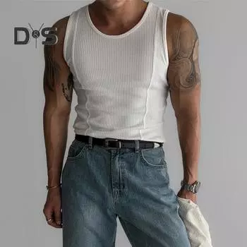 Мужской летний спортивный жилет с круглым вырезом, американский стиль, хорошая воздухопроницаемость, однотонный, без рукавов, впитывающий пот, пуловер для занятий спортом, фитнесом, бегом, майка M белый