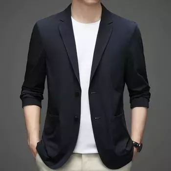 Мужской летний тонкий повседневный пиджак для молодежи и среднего возраста, деловой повседневный простой пиджак на двух пуговицах M