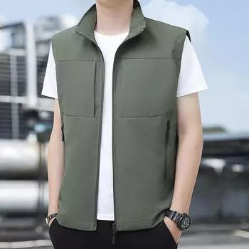 Мужской летний тонкий повседневный жилет для активного отдыха на весну и осень, дышащий жилет, куртка для мужчин, для молодежи и среднего возраста, быстросохнущий жилет S белый