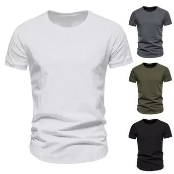 Мужской летний топ, модный приталенный мужской летний топ средней длины, однотонный летний топ, летняя футболка, мужская одежда L чёрный