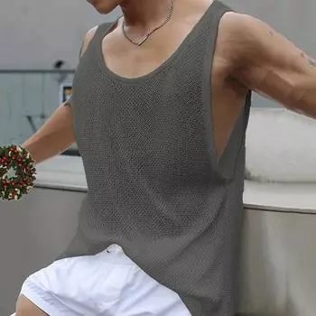 Мужской летний жилет, алый, трикотажный, свободный, однотонный, без рукавов, с круглым вырезом, глубокими подмышками, для занятий спортом в спортзале, майка, повседневный, повседневный топ 2XL белый