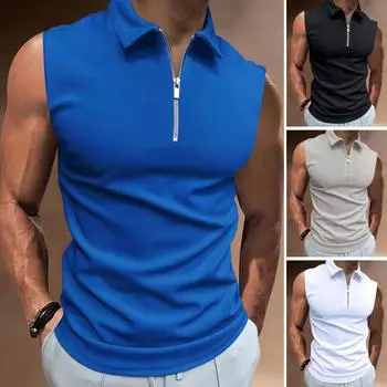 Мужской летний жилет без рукавов с лацканами, сплошной цвет на молнии, мужская майка, облегающий мужской жилет без рукавов, мужская одежда, уличная одежда S белый