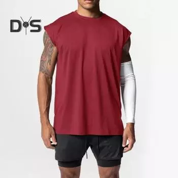 Мужской летний жилет без рукавов, свободный крой, широкие плечи, однотонный, мягкий эластичный, с круглым вырезом, впитывающий пот, быстросохнущий, повседневный, для фитнеса, тренажерного зала, для дома, для мужчин, майка XL красный