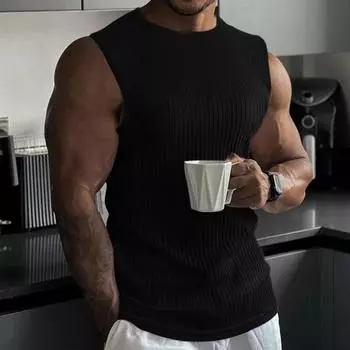 Мужской летний жилет для фитнеса с вертикальными полосками, повседневный спортивный топ без рукавов для бега M