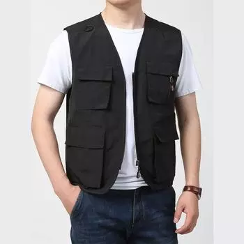 Мужской летний жилет для рыбалки с несколькими карманами, куртка на плечо для отдыха на природе, альпинизма и фотографии L серый