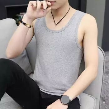 Мужской летний жилет с круглым вырезом без рукавов, облегающие майки, однотонный эластичный спортивный жилет для фитнеса и бега 2XL белый