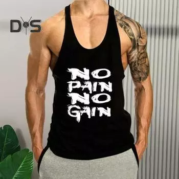 Мужской летний жилет с круглым вырезом без рукавов, свободный крой, спортивный топ, быстросохнущий спортивный топ с буквенным принтом, бодибилдинг, фитнес-майка L чёрный