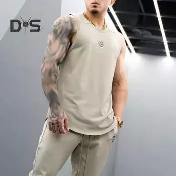 Мужской летний жилет с круглым вырезом без рукавов, майка для фитнеса с боковым карманом на молнии, свободный жилет для бега, спортивная одежда для бодибилдинга M белый