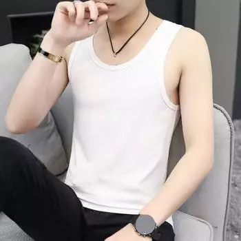 Мужской летний жилет с круглым вырезом без рукавов, облегающие майки, однотонный эластичный спортивный жилет для фитнеса и бега M темно-серого