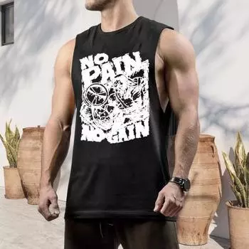 Мужской летний жилет с круглым вырезом без рукавов и широкими плечами, баскетбольная футболка, свободный крой, повседневные топы для бега с принтом, повседневная одежда 3XL серый