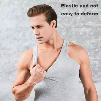 Мужской летний жилет с U-образным вырезом и открытыми плечами, однотонный однотонный облегающий эластичный топ для бега, впитывающий пот, майка для бега L чёрный