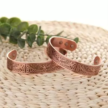 Мужской магнитный браслет, винтажный ретро европейский и американский стиль, открытый браслет, женский браслет от артрита медный