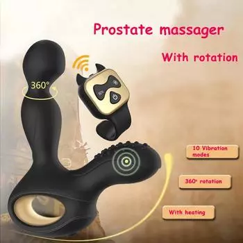Мужской массажер простаты с вращением, беспроводной дистанционный нагрев, анальная пробка, вибратор