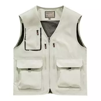 Мужской многофункциональный жилет, повседневный, карманный, для фотосъемки, рабочая одежда для рыбалки, камзол XL покинуть белый