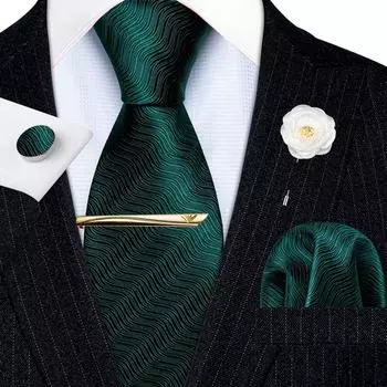 Мужской модный галстук-бабочка с бутоньеркой, свадебный формальный шелковый галстук, дизайнерский набор запонок, носовой платок N-5317