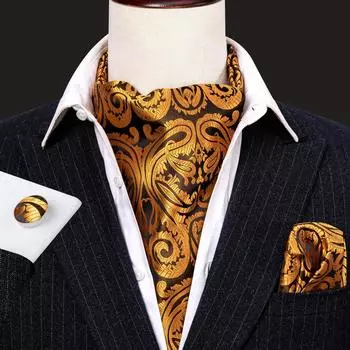 Мужской модный галстук Barry.Wang, носовой платок Ascot, запонки, шелковые галстуки с узором пейсли и цветочным принтом, подарочный формальный набор AS-0001