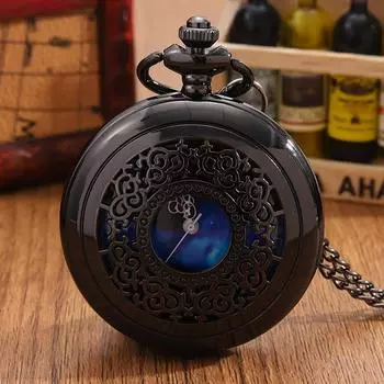 Мужской модный и изысканный дизайн циферблата Night Sky с полыми кварцевыми карманными часами, идеальный выбор для подарков