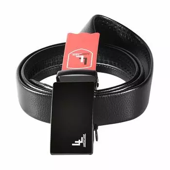 Мужской модный Личи Шаблон Ремень Автоматическая пряжка Ремень Мужская личность Бизнес-пояс чёрный
