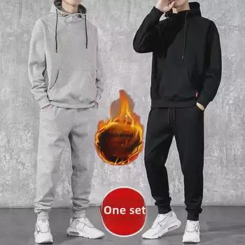 Мужской модный повседневный спортивный костюм в корейском стиле из утолщенного бархата на осень/зиму XXL