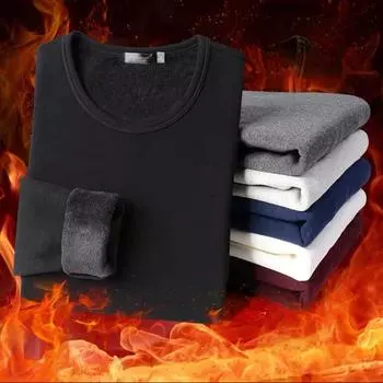 Мужской модный приталенный теплый топ L светло-серый