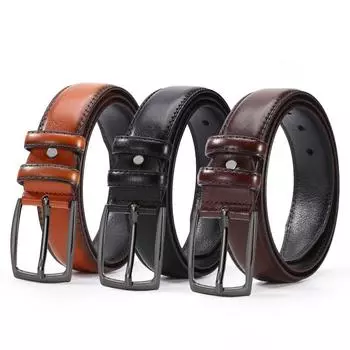 Мужской модный ремень из искусственной кожи с пряжкой With buckle 125cm чёрный