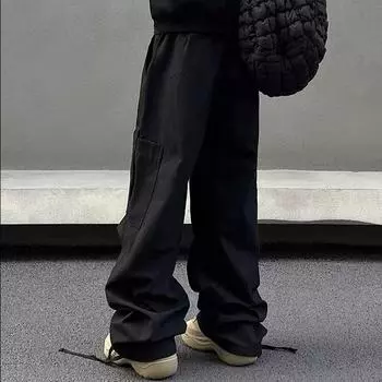 Мужской модный ретро-комбинезон с широкими штанинами и множеством карманов XL чёрный