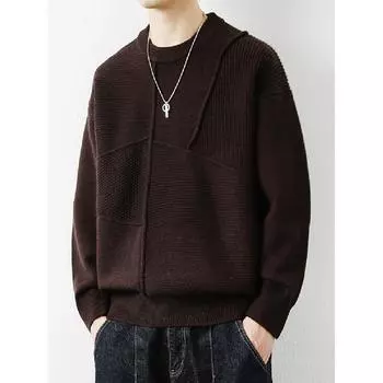 Мужской модный свитер с круглым вырезом, мужская осенне-зимняя молодежная свободная повседневная куртка, свитер M кофейный