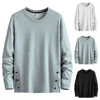 Мужской модный свитер с круглым вырезом, мужской свободный уличный пуловер на пуговицах с длинным рукавом, пальто XXL белый