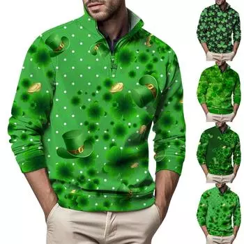 Мужской модный топ, повседневный приталенный пуловер с длинным рукавом на молнии, маленький высокий воротник L