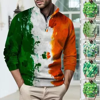 Мужской модный топ, повседневный приталенный пуловер с длинным рукавом на молнии, маленький высокий воротник L