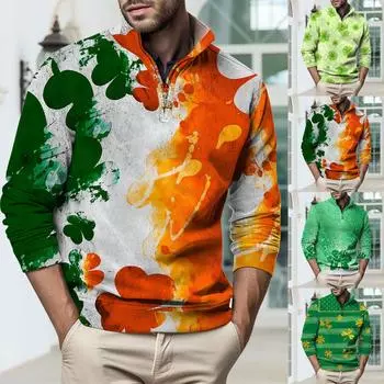 Мужской модный топ, повседневный приталенный пуловер с длинным рукавом на молнии, маленький высокий воротник L