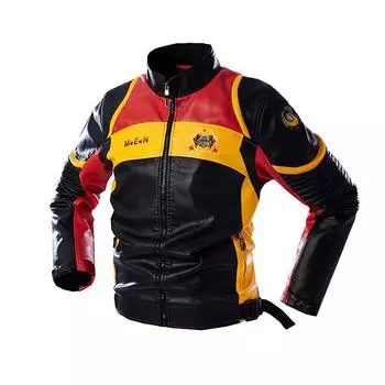 Мужской мотоциклетный костюм, красивая куртка из искусственной кожи