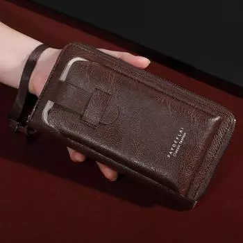 Мужской мягкий длинный кошелек из искусственной кожи с держателем для нескольких карт, кошелек для наличных, клатч, ультратонкий кошелек с зажимом для денег и мобильным кошельком
