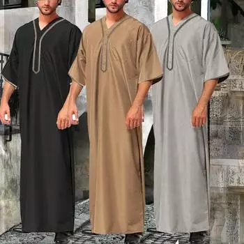 Мужской мусульманский исламский кафтан, арабская винтажная рубашка с длинным рукавом, Дубай, Саудовский халат, свободный Ближний Восток, Рамадан 3xl