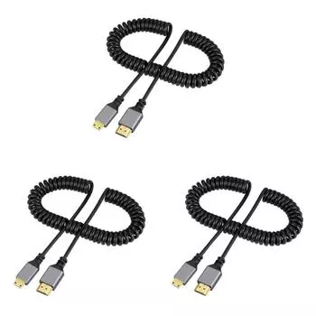 Мужской-мужской пружинный кабель 4K 1080P пружинный кабель для камеры (Мини HDMI на HDMI)