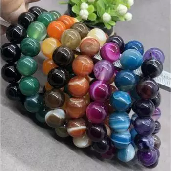 Мужской натуральный драгоценный камень 8 мм из бисера, женский полосатый агат-манжета, браслет-браслет красный