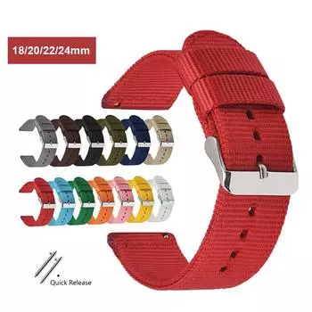 Мужской нейлоновый холщовый ремешок для часов, быстросъемные ремни, 18–24 мм 18mm синий