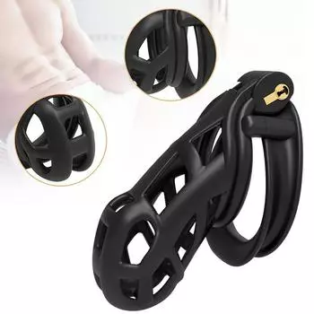 Мужской нейлоновый пояс верности из смолы, комплект с 4 кольцами для пениса, замком на рукаве, клетка для члена кобры с ключами, мужской экстремальный бондаж, секс-игрушки Maxi