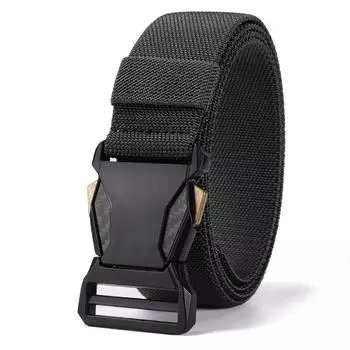 Мужской нейлоновый ремень пара пуговиц плетеный ремень уличный тактический военный тренировочный ремень мужской 120Cm (elastic force adjustable) серый