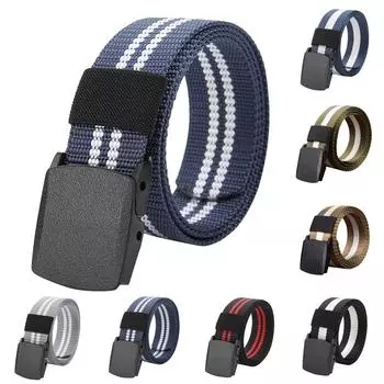 Мужской нейлоновый ремень, повседневный пластиковый гладкий холст с гладкой пряжкой, регулируемый ремень One Size