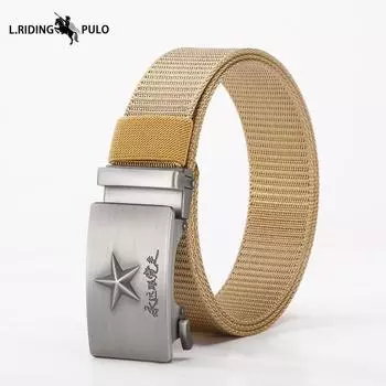 Мужской нейлоновый ремень Военный фанат Тренировки на открытом воздухе Повседневный Мужской ремень для брюк со звездой из сплава 125cm