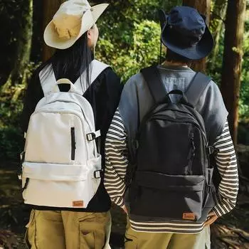 Мужской нейлоновый рюкзак большой емкости для школьников средней школы, школьный рюкзак для женщин, однотонный рюкзак чёрный