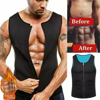 Мужской неопреновый костюм для сауны, жилет для тренировки талии, тренажер для похудения, формирователь тела, компрессионные рубашки, термомайка, майки для тренировок, корректирующее белье, нижнее белье M чёрный