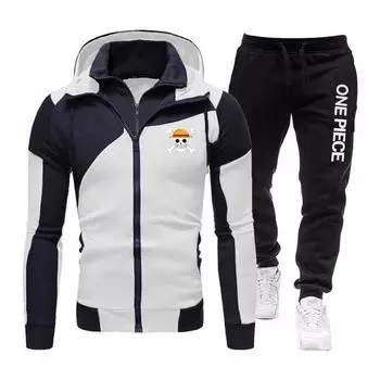 Мужской новый осенне-зимний свитер с логотипом Pirate King, шляпа на молнии со стойкой, свитер, пальто и мужские повседневные брюки, комплект из двух предметов XL белый