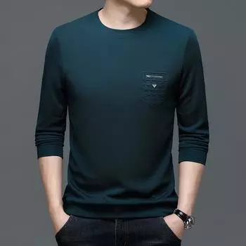 Мужской новый весенне-осенний свитер, мужская молодежная мода, корейская осенняя одежда, мужская футболка с круглым вырезом и длинным рукавом, средний воротник M
