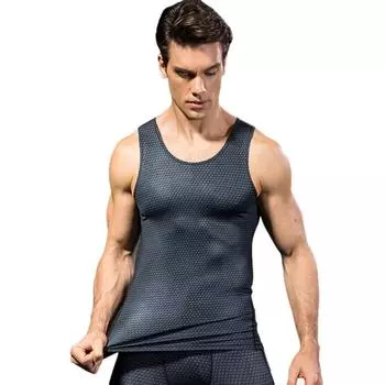 Мужской облегающий эластичный быстросохнущий жилет с 3D-трехмерной печатью для фитнеса и спорта